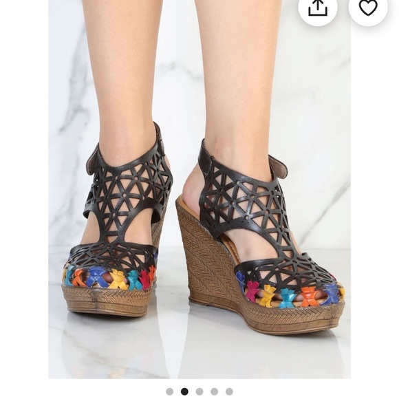 evangelina Shoes - Evangelina wedges huaraches in dark navy blue Mexican Wedges sandals